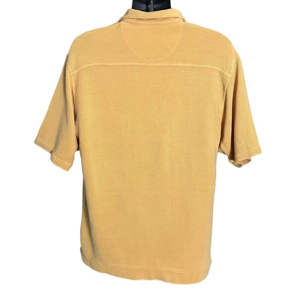 Vintage Tommy Bahama Yellow Textured Silk Blend Short Sleeve Polo Size L - Picture 2 of 8